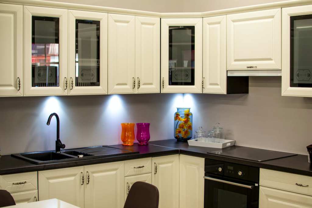 Kitchen counters with sensor-based lights