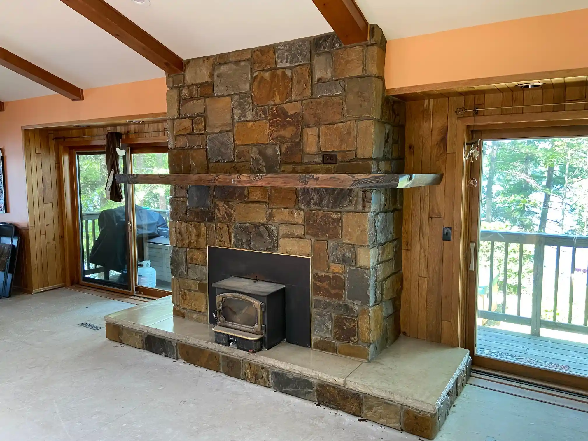 An image of a fireplace in a Northwoods home