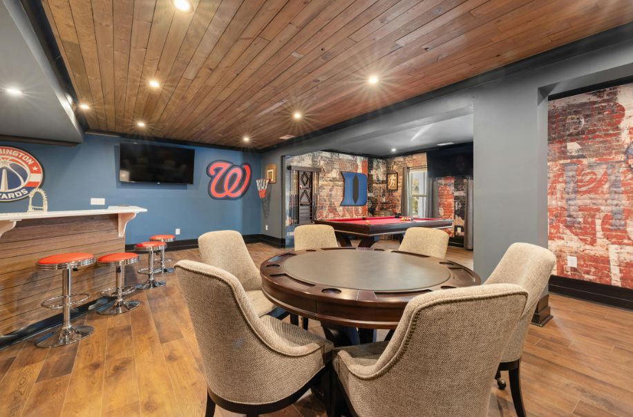 Basement done by professional basement finishing services.