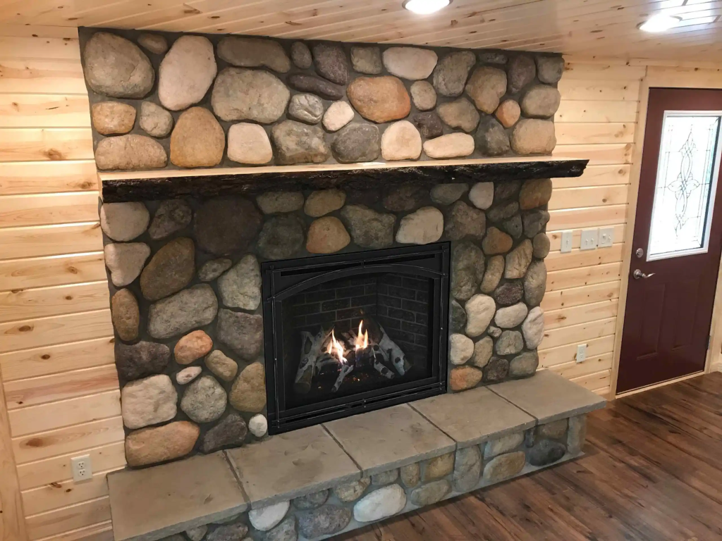 A beautiful, cozy fireplace in a living room